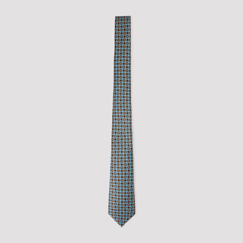 Kiton Geometric Pattern Silk Tie