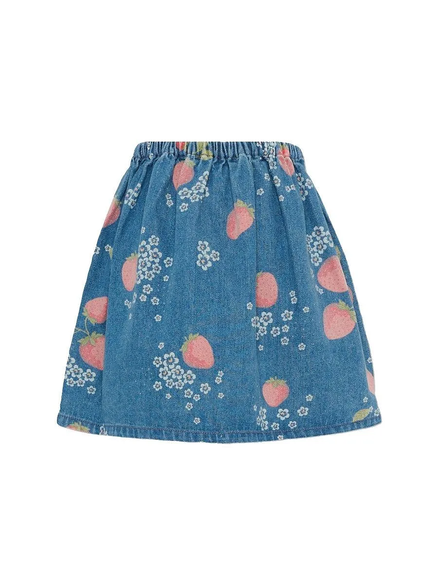 Konges Slojd Strawberry Print Button Skirt