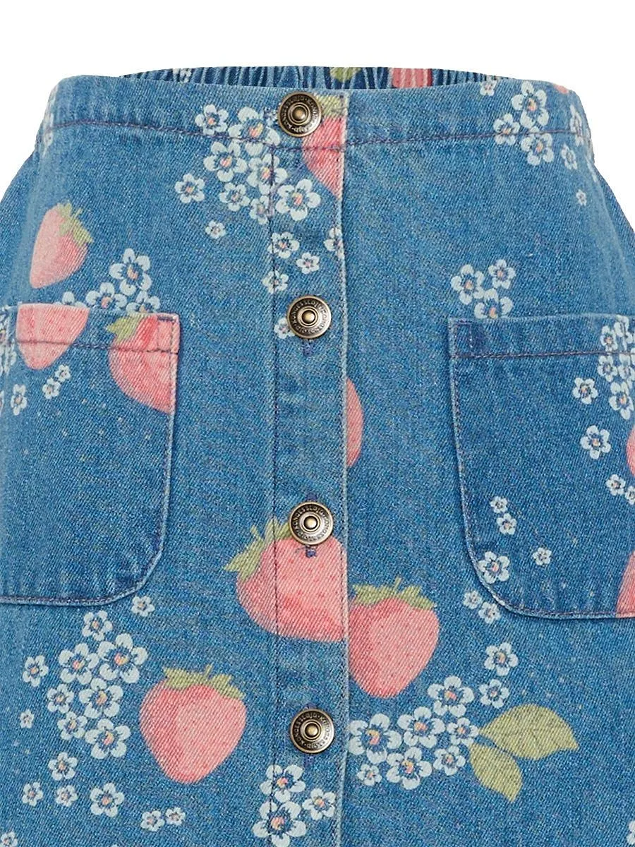 Konges Slojd Strawberry Print Button Skirt