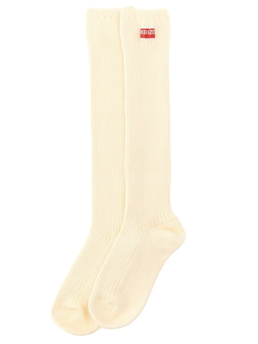 Kenzo Logo-Patch Ribbed-Knit Ankle Socks