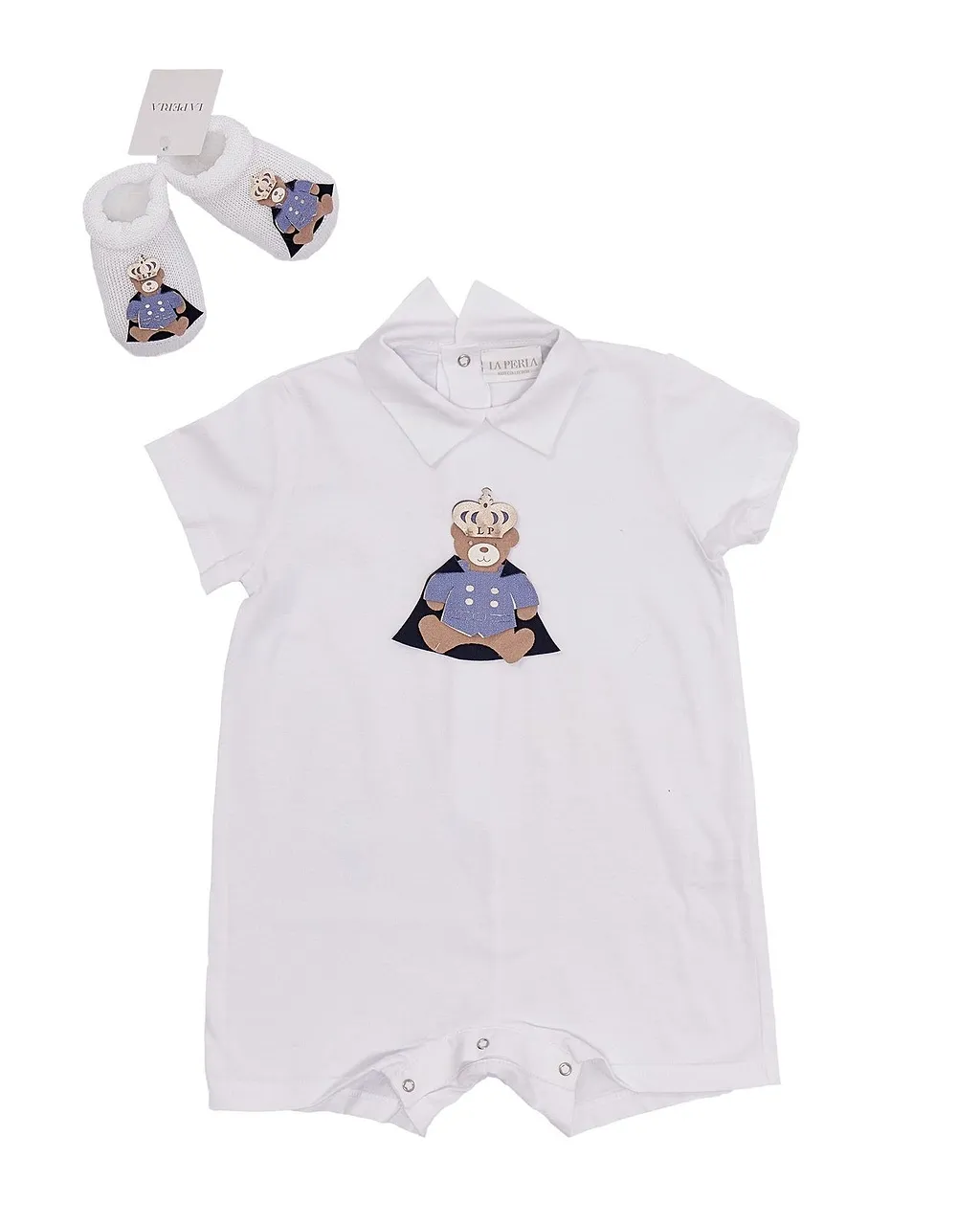 La Perla Kids Teddy Bear Patch Romper Set