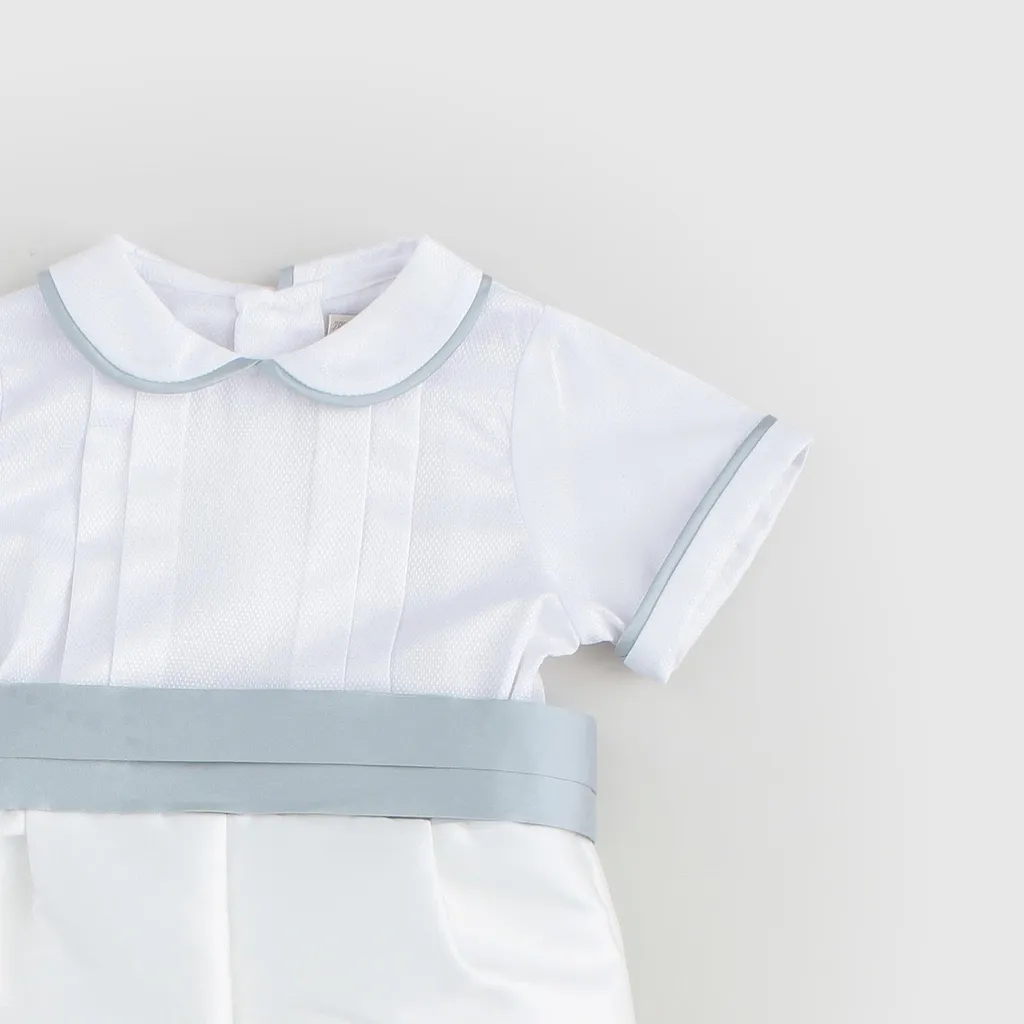 Belted-Waist Short Sleeved Romper