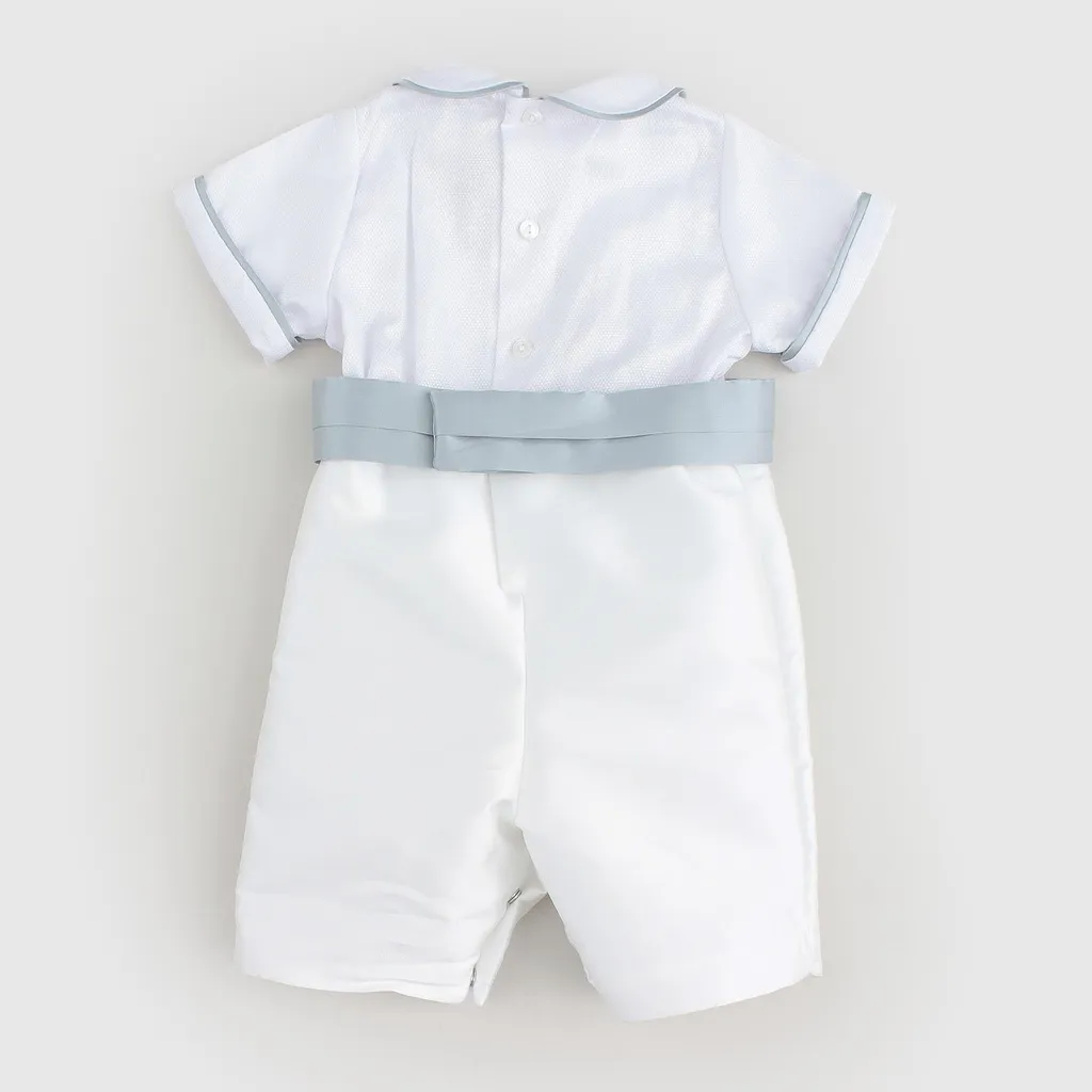 Belted-Waist Short Sleeved Romper
