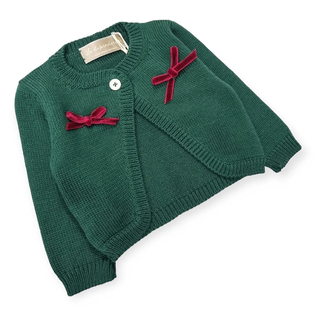 La Stupenderia Bow Detailed Curved Hem Knitted Cardigan