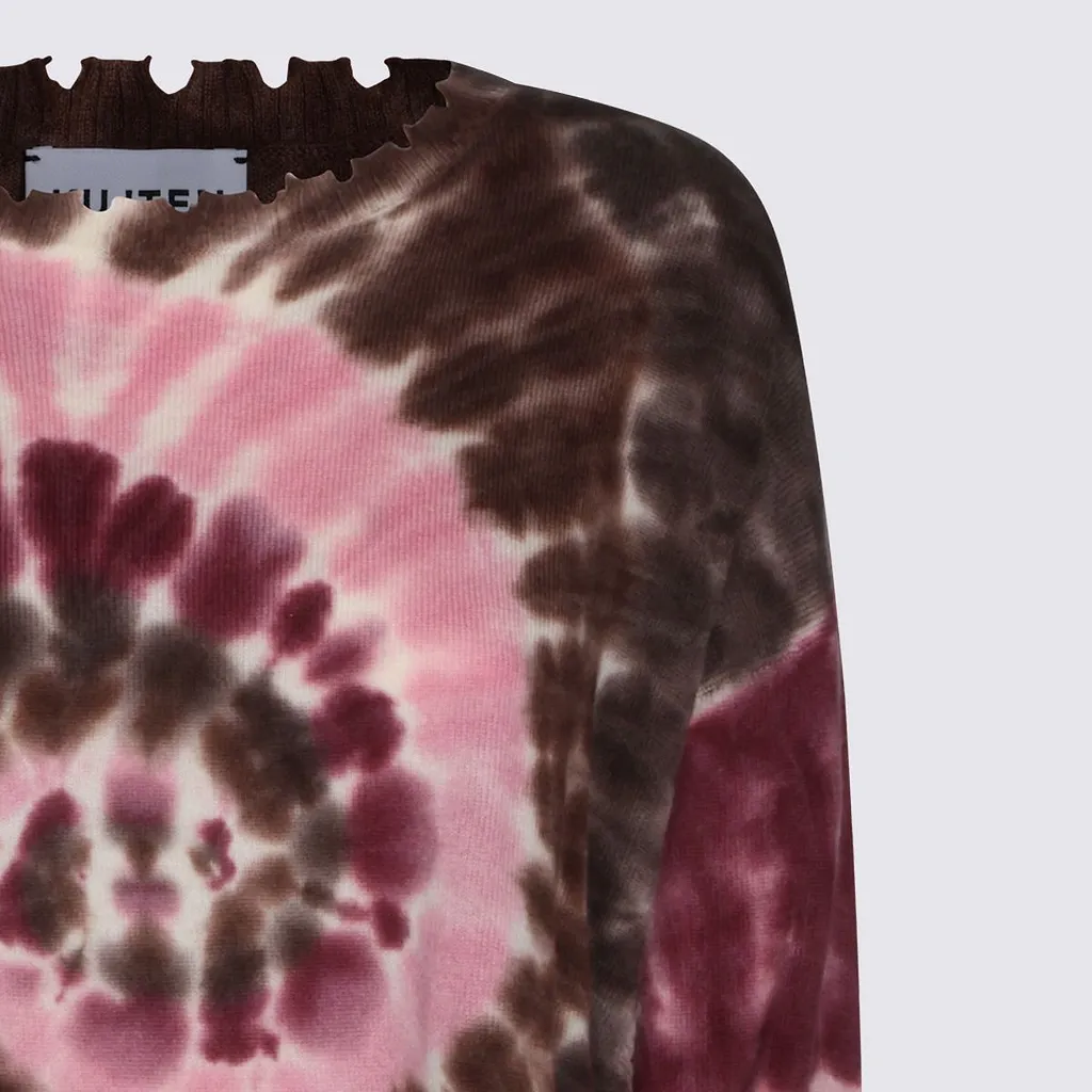 Kujten Tie-Dye Distressed-Hem Knitted Sweater