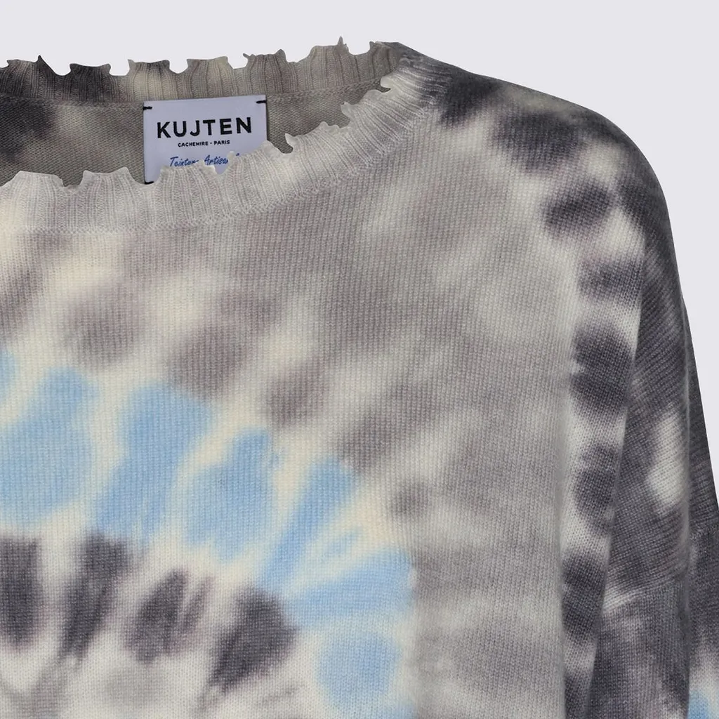 Kujten Tie-Dye Distressed-Hem Knitted Sweater