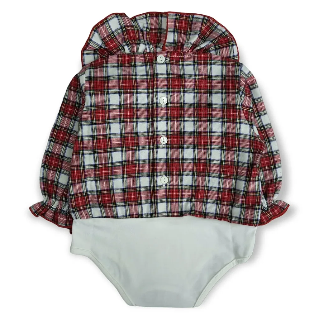 La Stupenderia Checked Long-Sleeved Romper