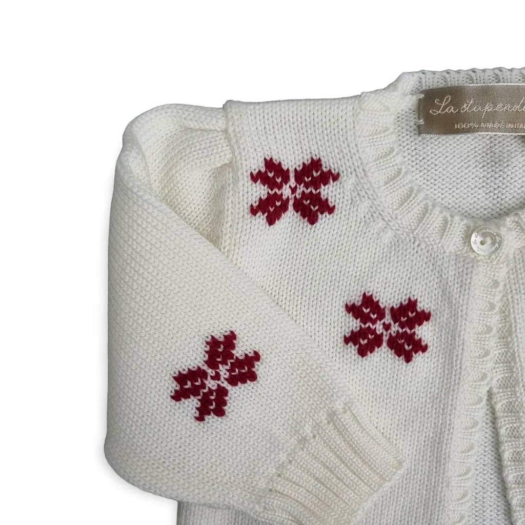 La Stupenderia Floral Intarsia Knit Long-Sleeved Cardigan