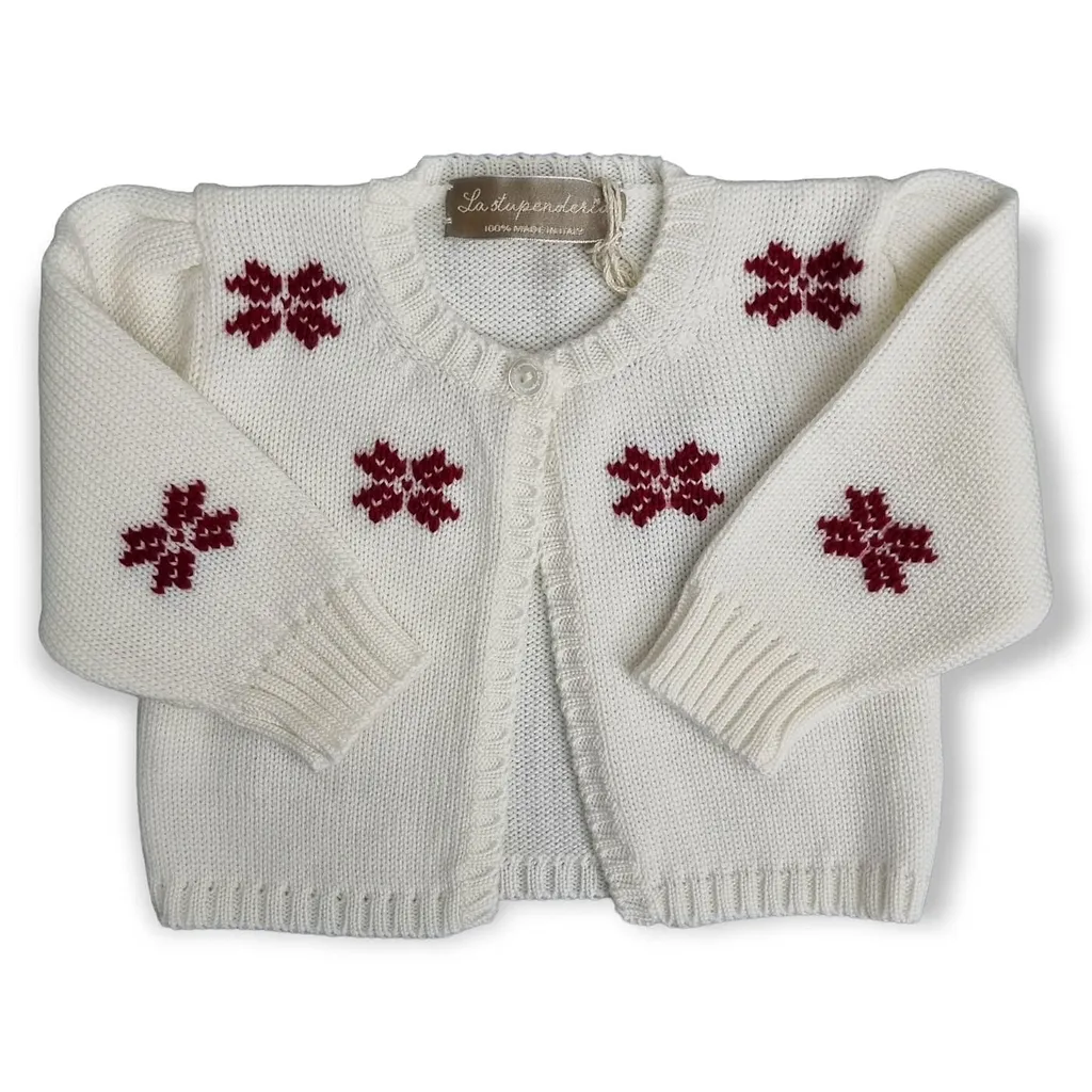 La Stupenderia Floral Intarsia Knit Long-Sleeved Cardigan