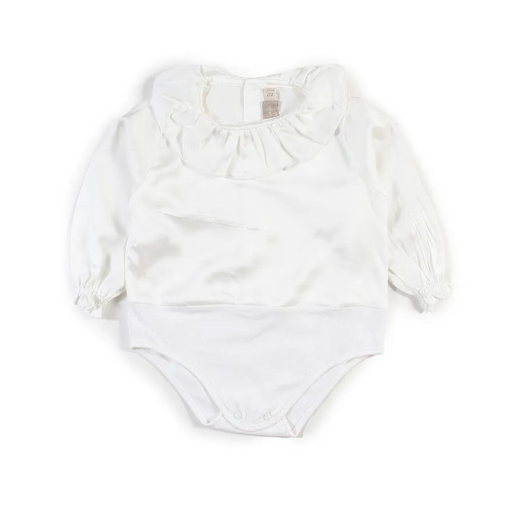 La Stupenderia Long Sleeved Ruffled Satin Suit