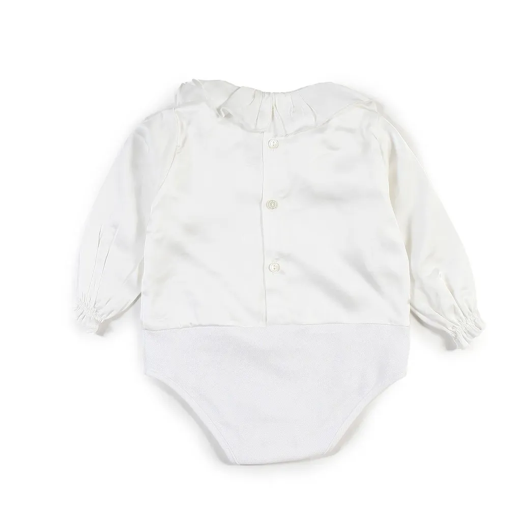 La Stupenderia Long Sleeved Ruffled Satin Suit
