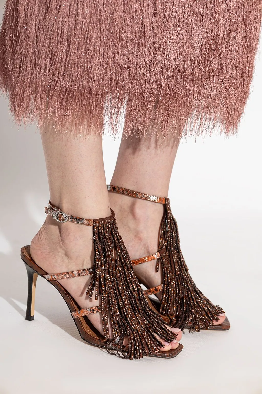 Kurt Geiger Fringe Embellished Heeled Sandals