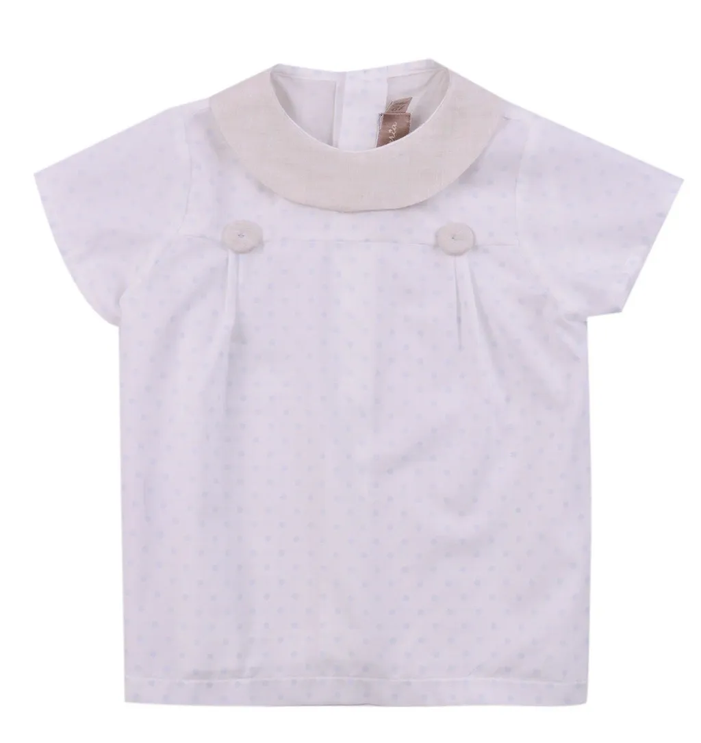 Polka Dot Printed Short-Sleeved Blouse