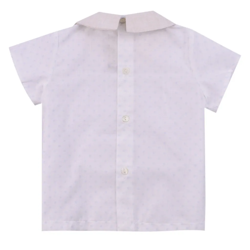 Polka Dot Printed Short-Sleeved Blouse