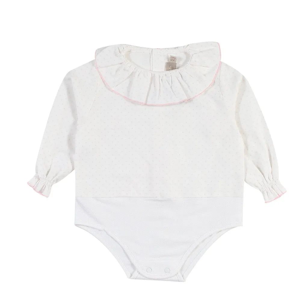 La Stupenderia Polka Dot Printed Ruffled Bodysuit