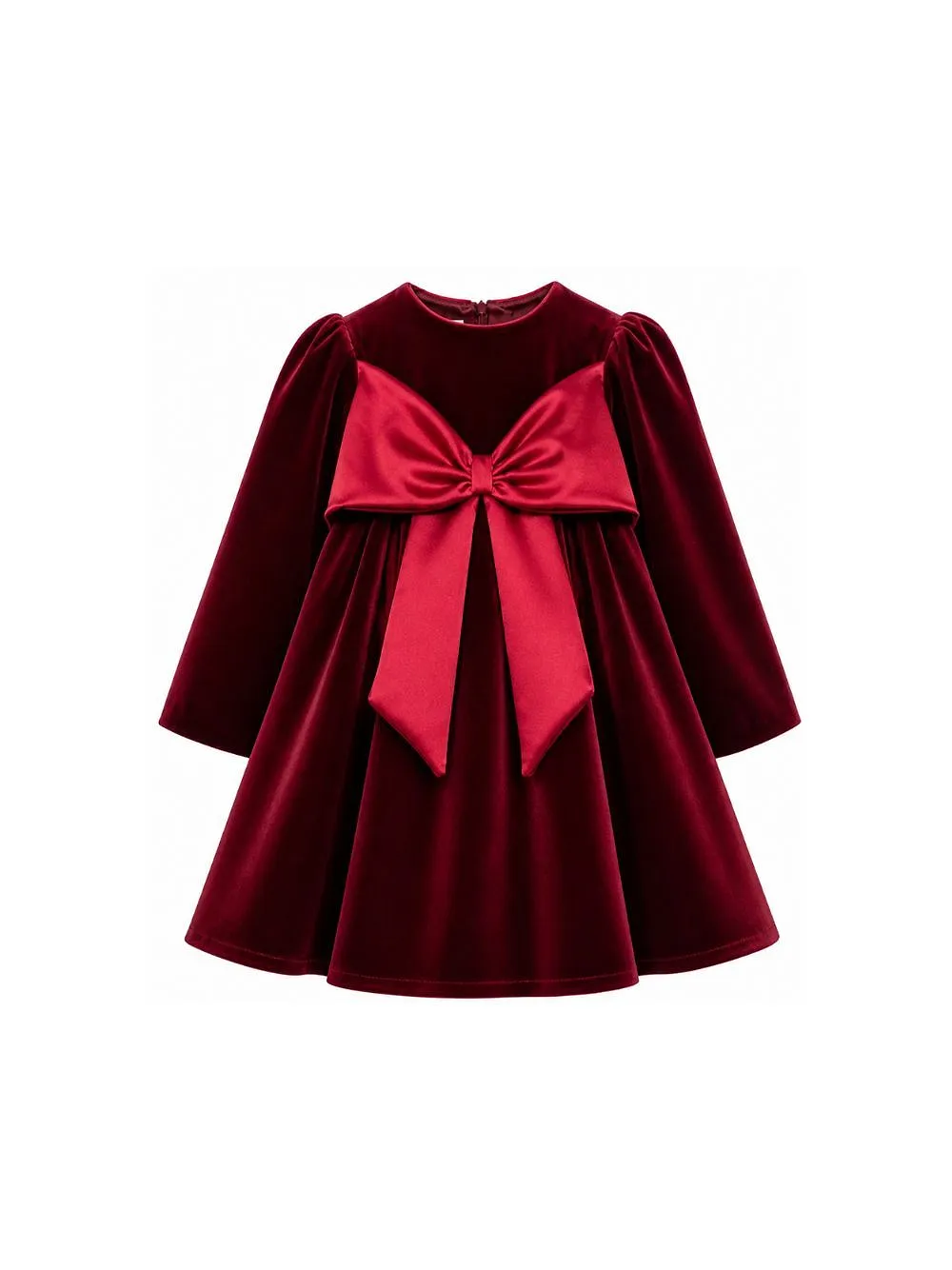 La Stupenderia Rear Zipped Bow Detailed Velvet Dress