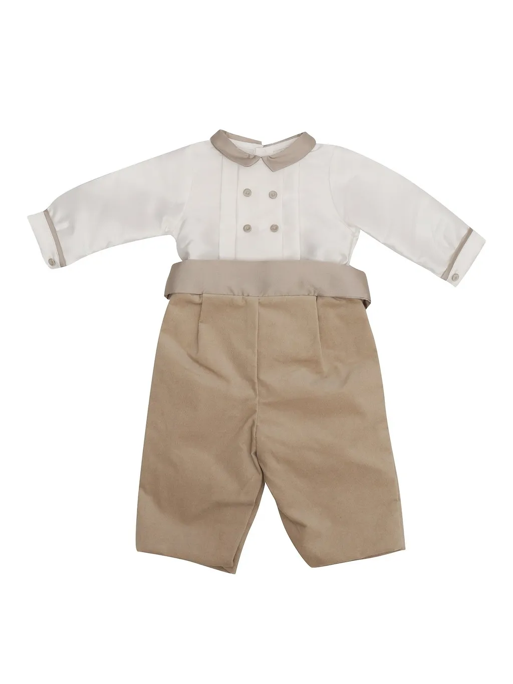 La Stupenderia Satin-Trim Double-Button Straight-Leg Romper
