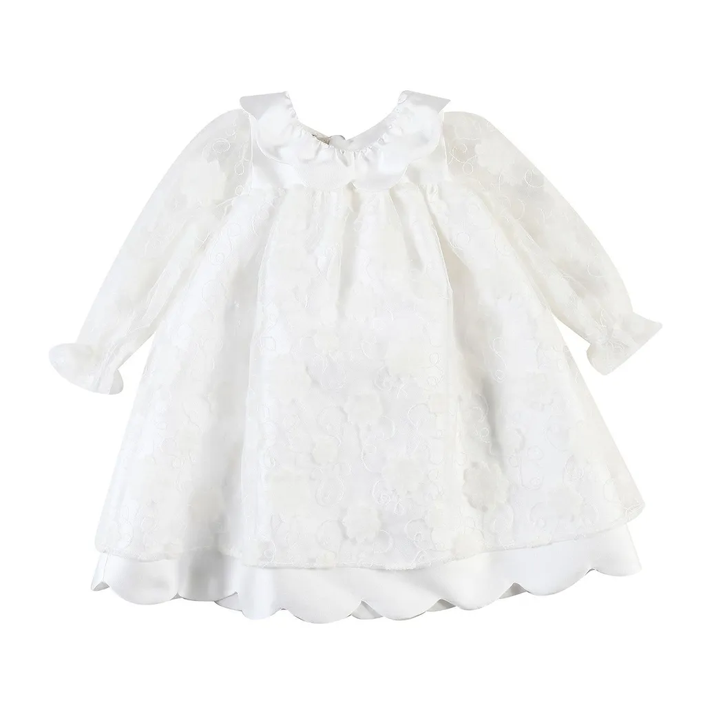 Scallop Collar Jacquard Dress