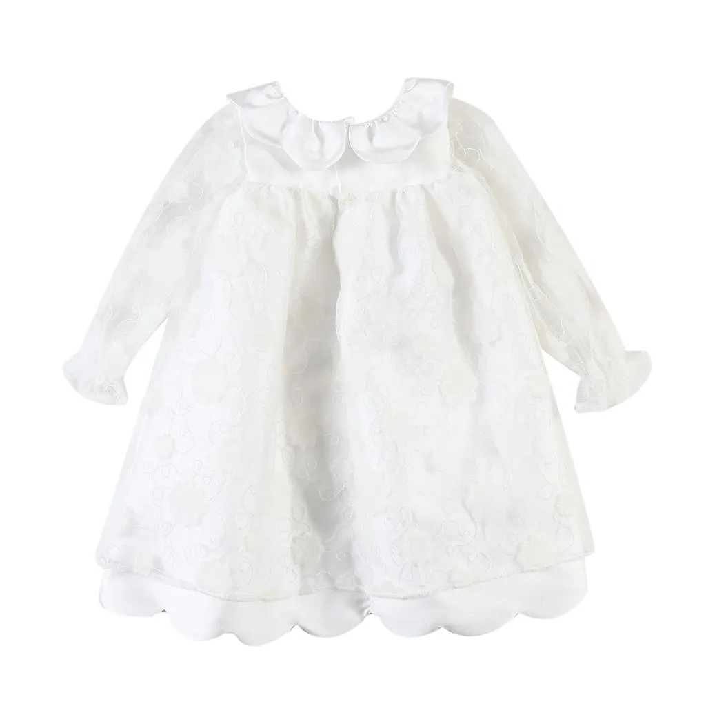 Scallop Collar Jacquard Dress
