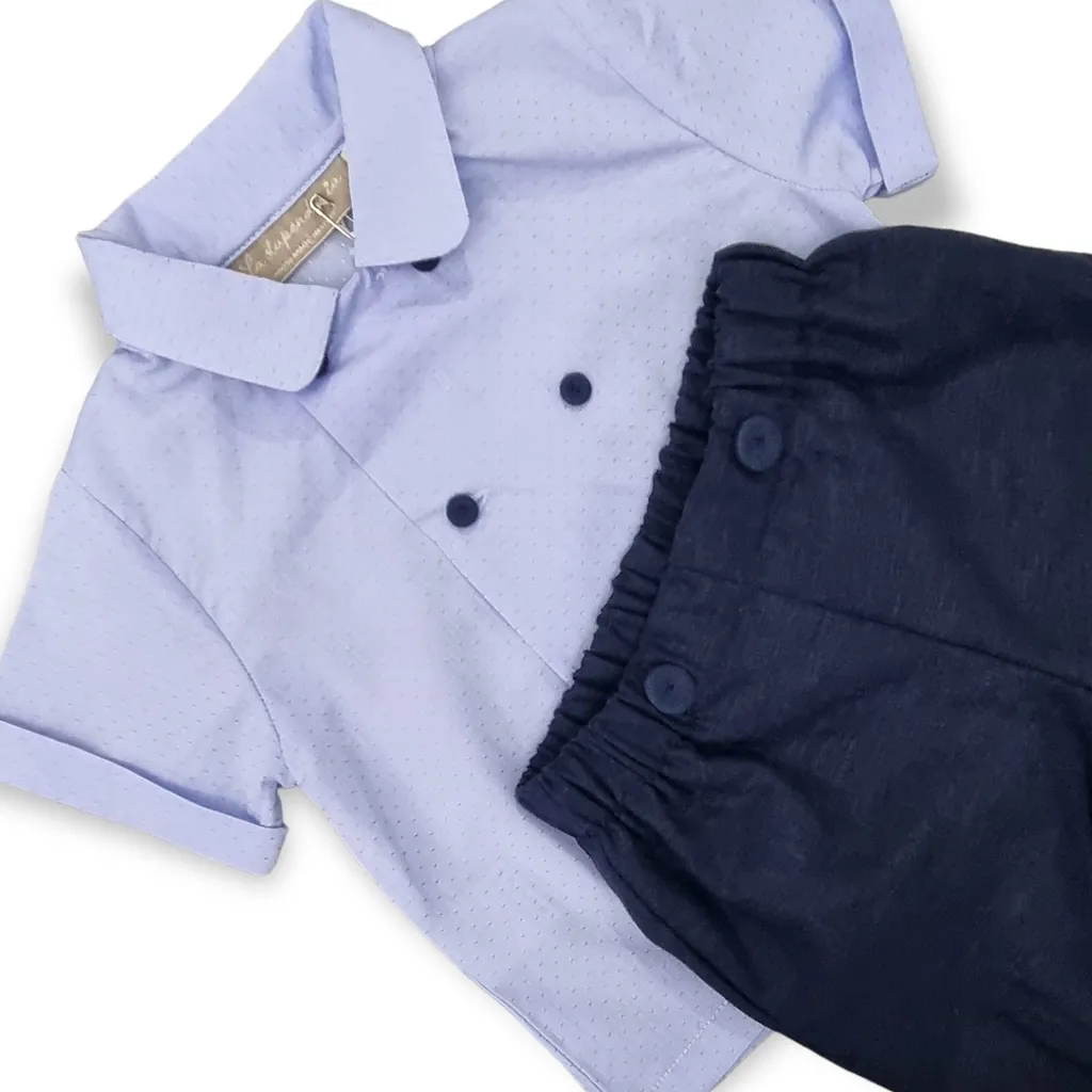 La Stupenderia Short-Sleeved Double-Breasted Trouser Set
