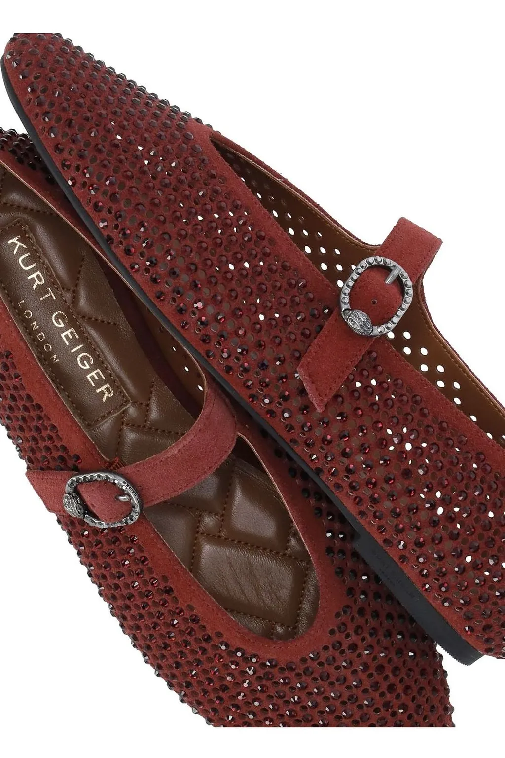 Kurt Geiger London Mayfair Embellished Almond Toe Ballet Flats