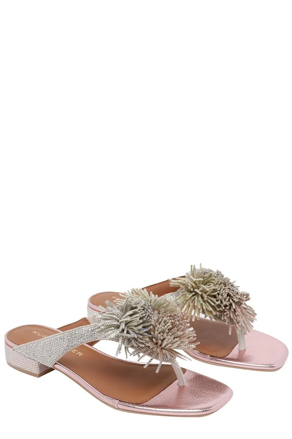 Kurt Geiger London Pom Pom T-Bar Flat Sandals