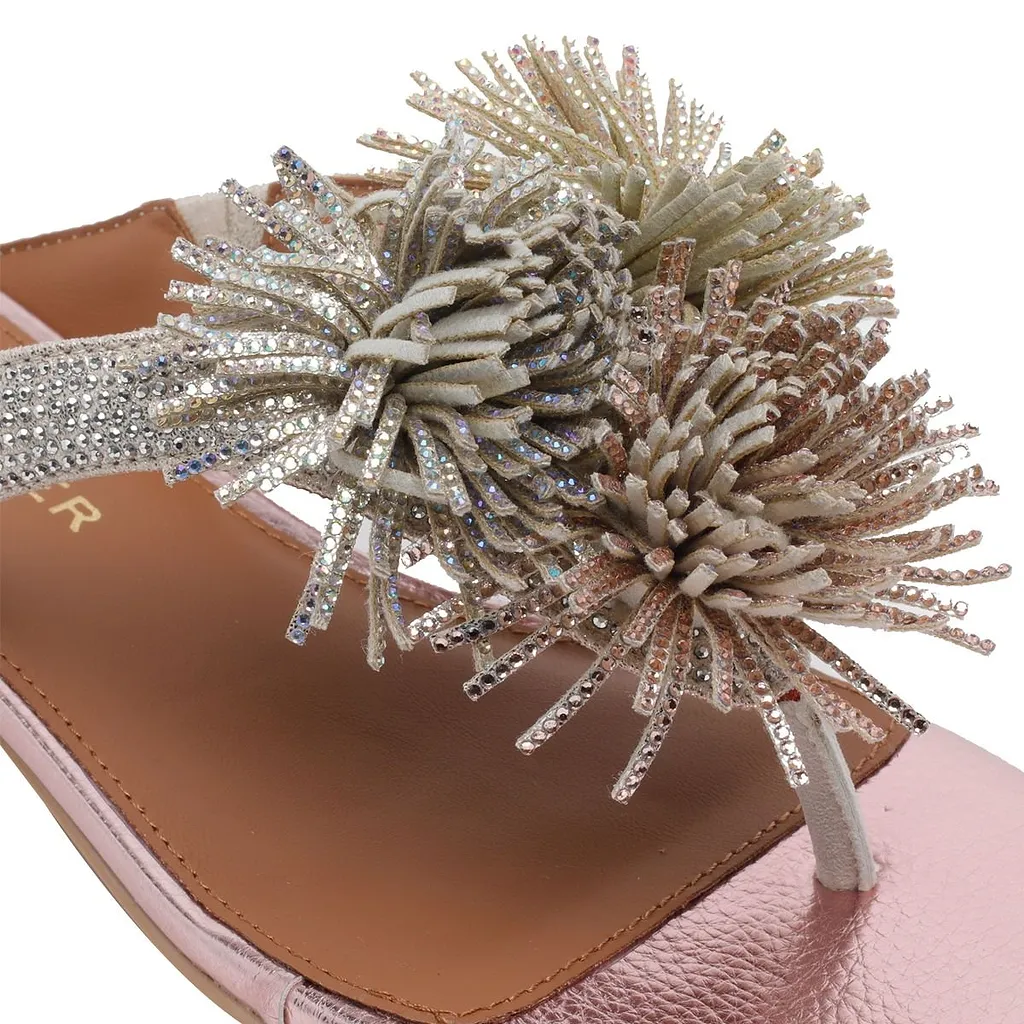Kurt Geiger London Pom Pom T-Bar Flat Sandals