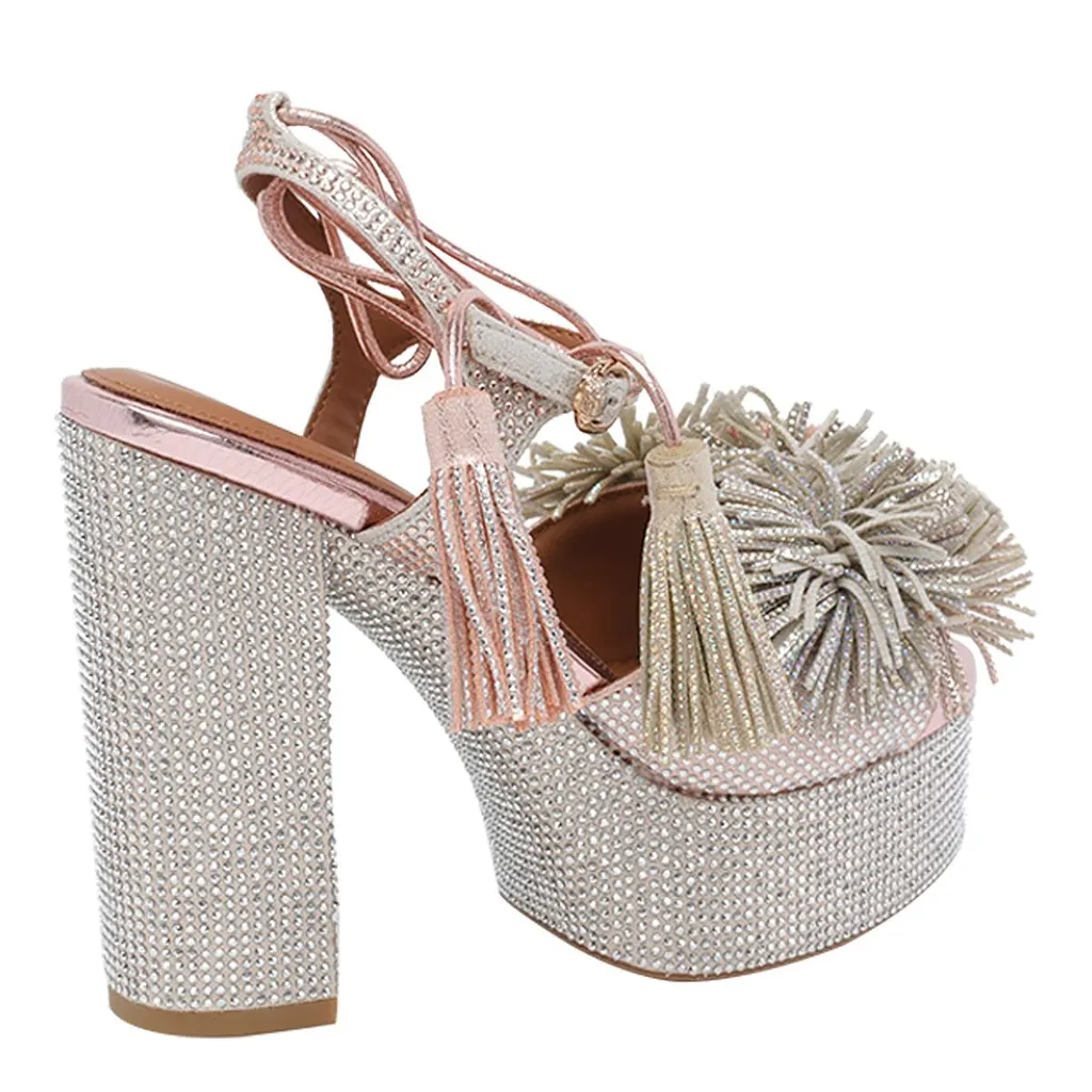 Kurt Geiger London Pom Pom Tie Platform Sandals