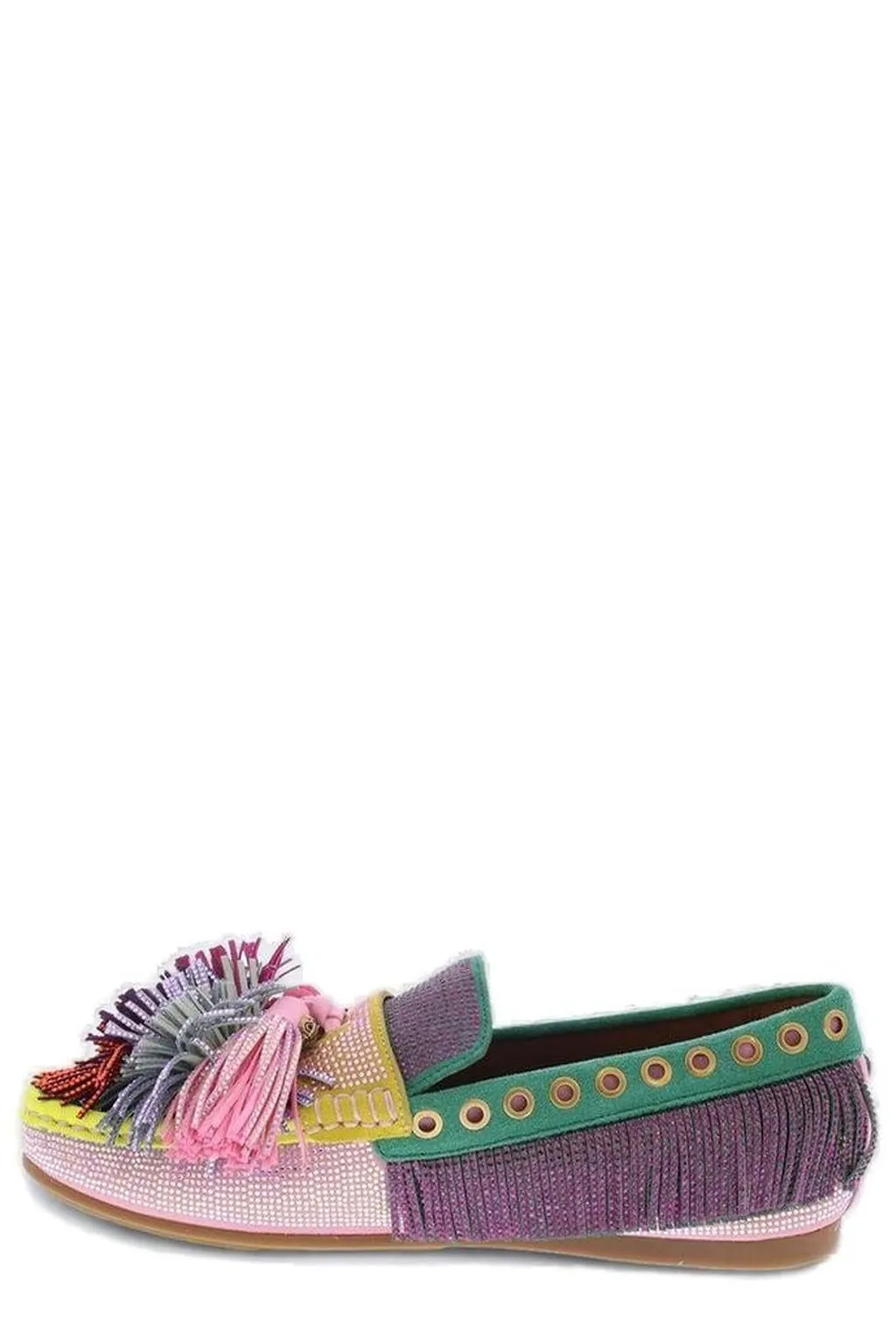 Kurt Geiger London Pompom Tassel Eyelet Trim Loafers