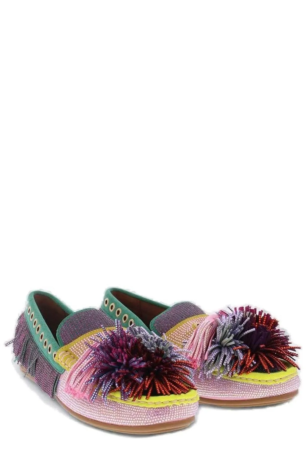 Kurt Geiger London Pompom Tassel Eyelet Trim Loafers