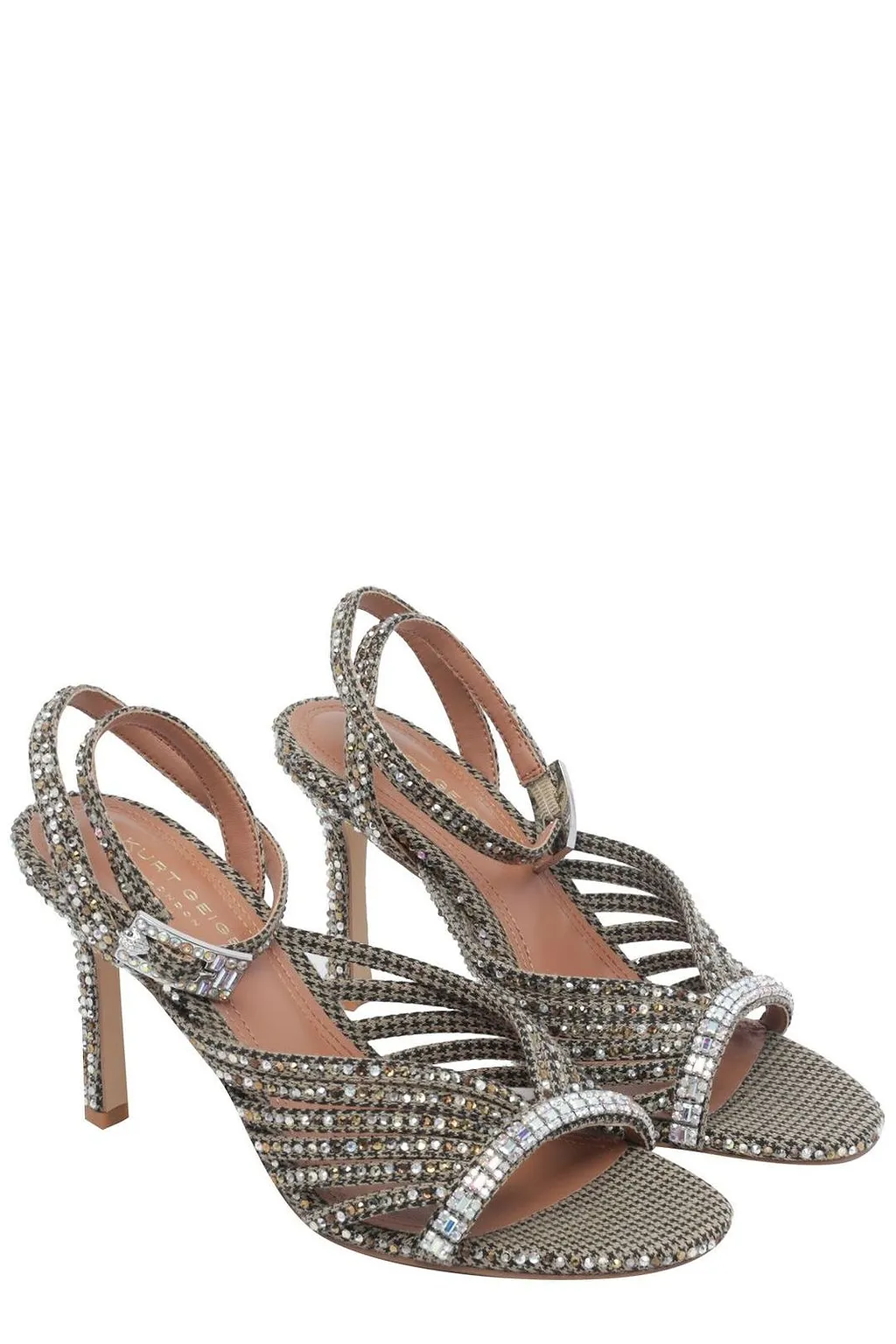Kurt Geiger Multi Strap Crystal Heeled Sandals
