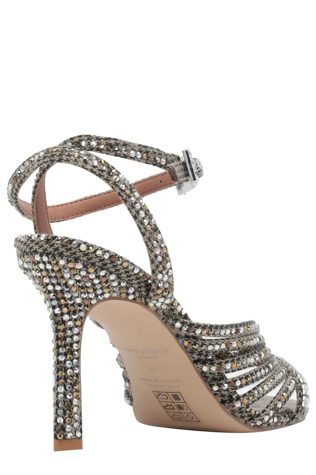 Kurt Geiger Multi Strap Crystal Heeled Sandals