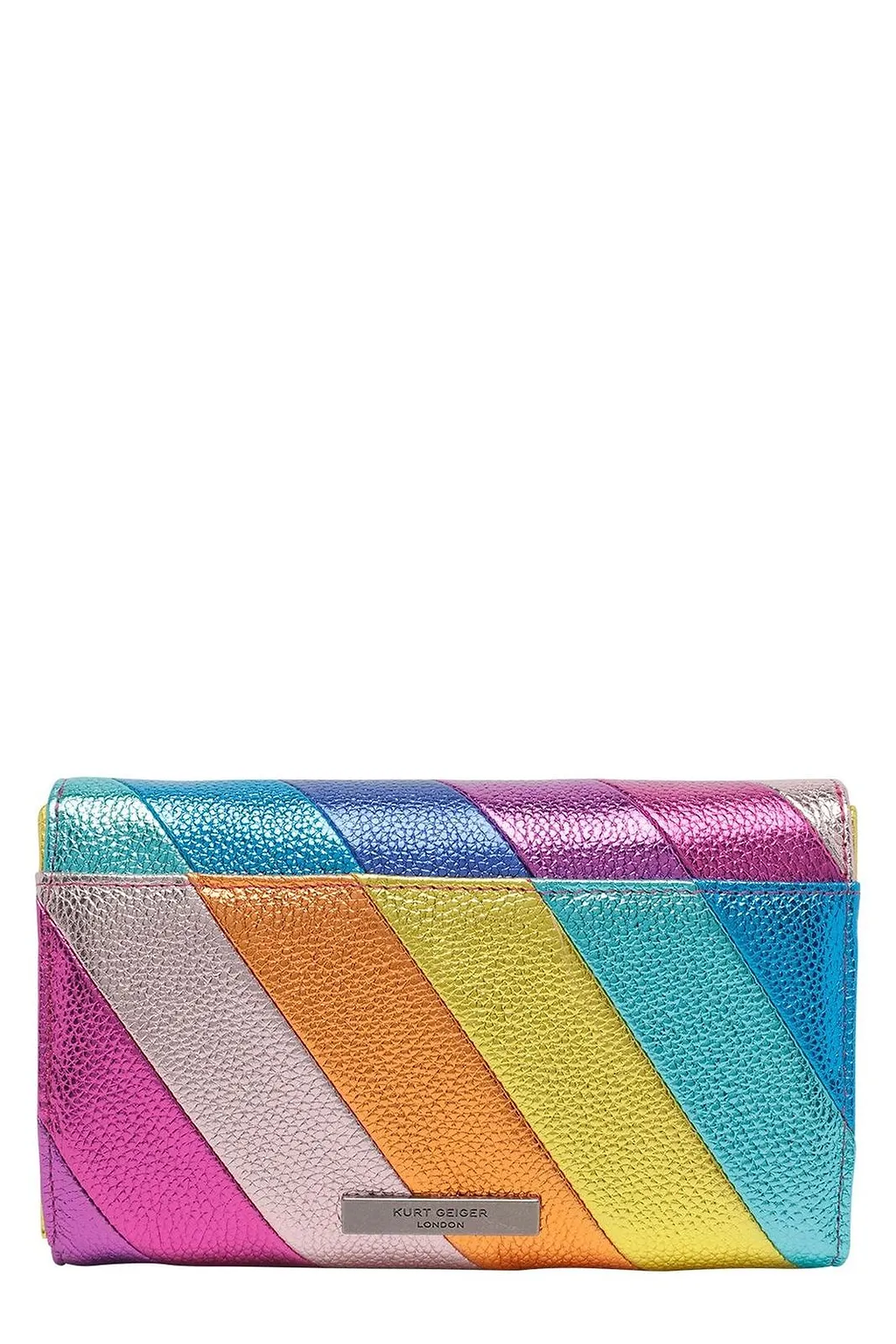 Kurt Geiger London Rainbow-Striped Chain Clutch Bag
