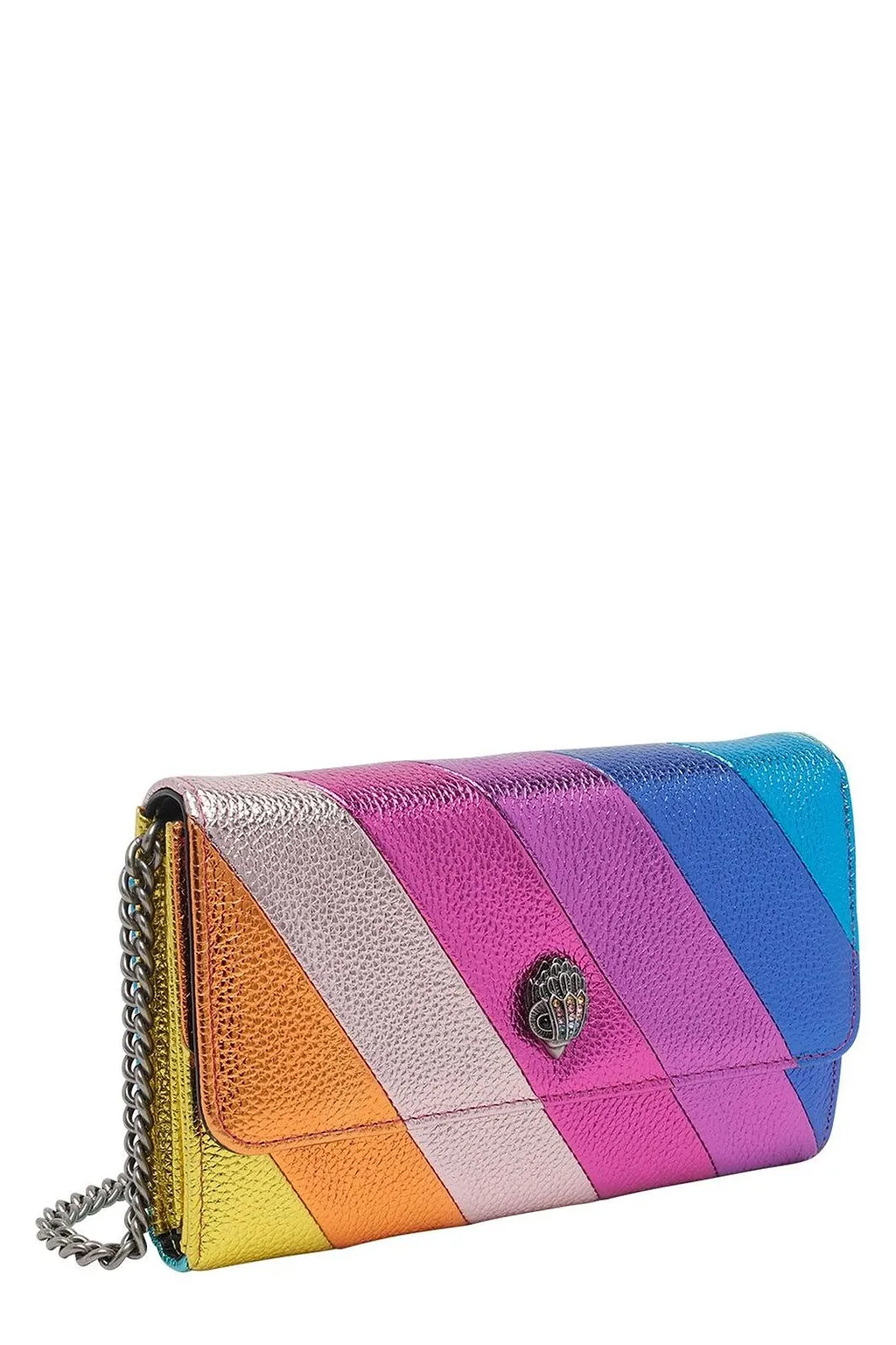 Kurt Geiger London Rainbow-Striped Chain Clutch Bag