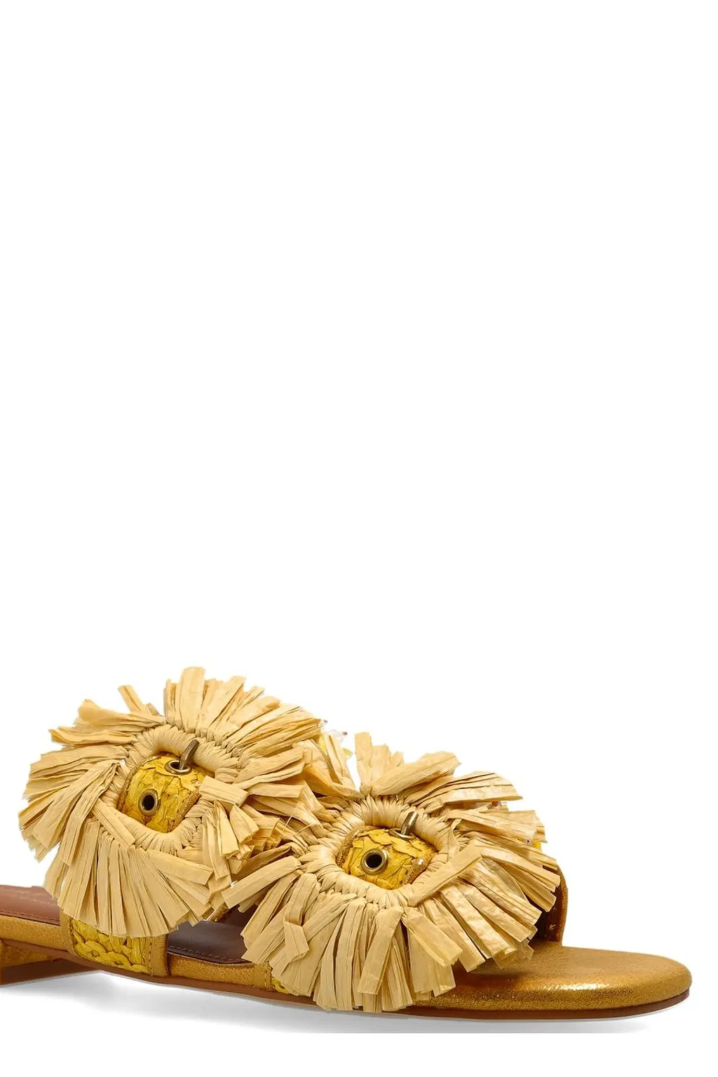 Kurt Geiger Raffia Buckle Flat Sandals