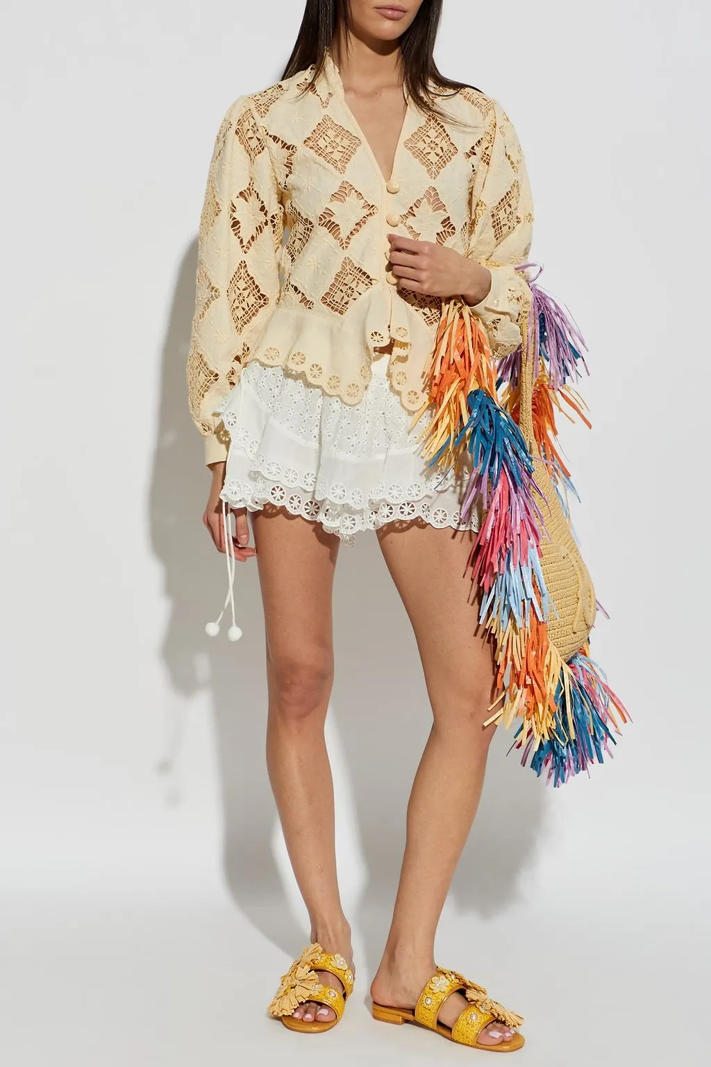 Kurt Geiger Raffia Buckle Flat Sandals