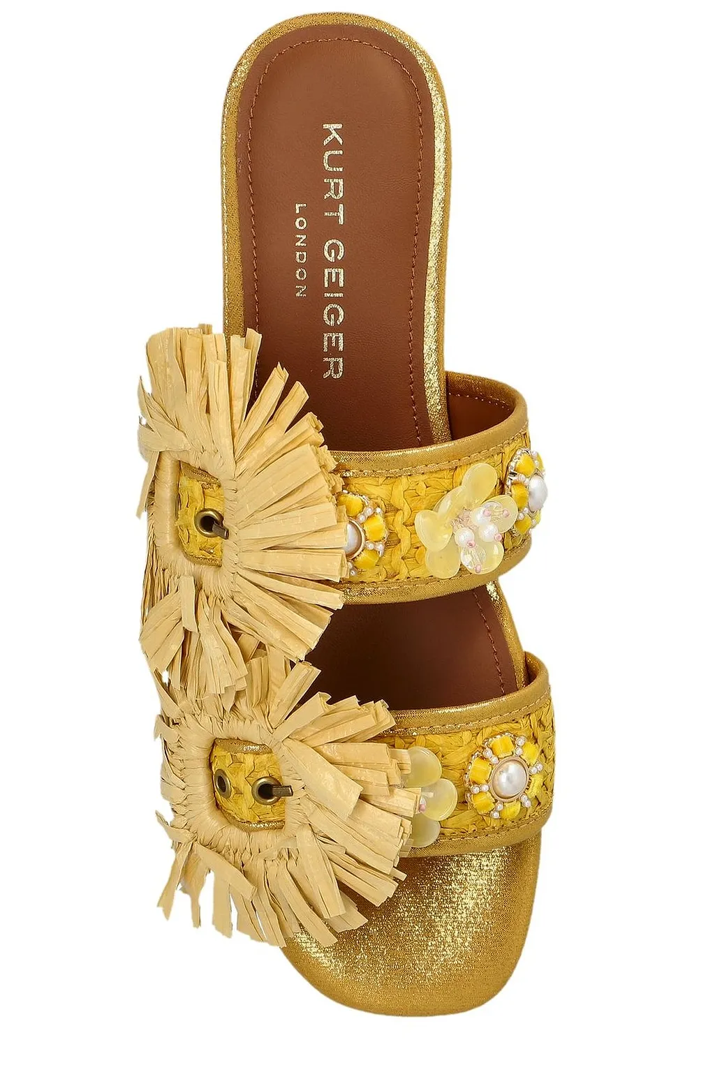 Kurt Geiger Raffia Buckle Flat Sandals