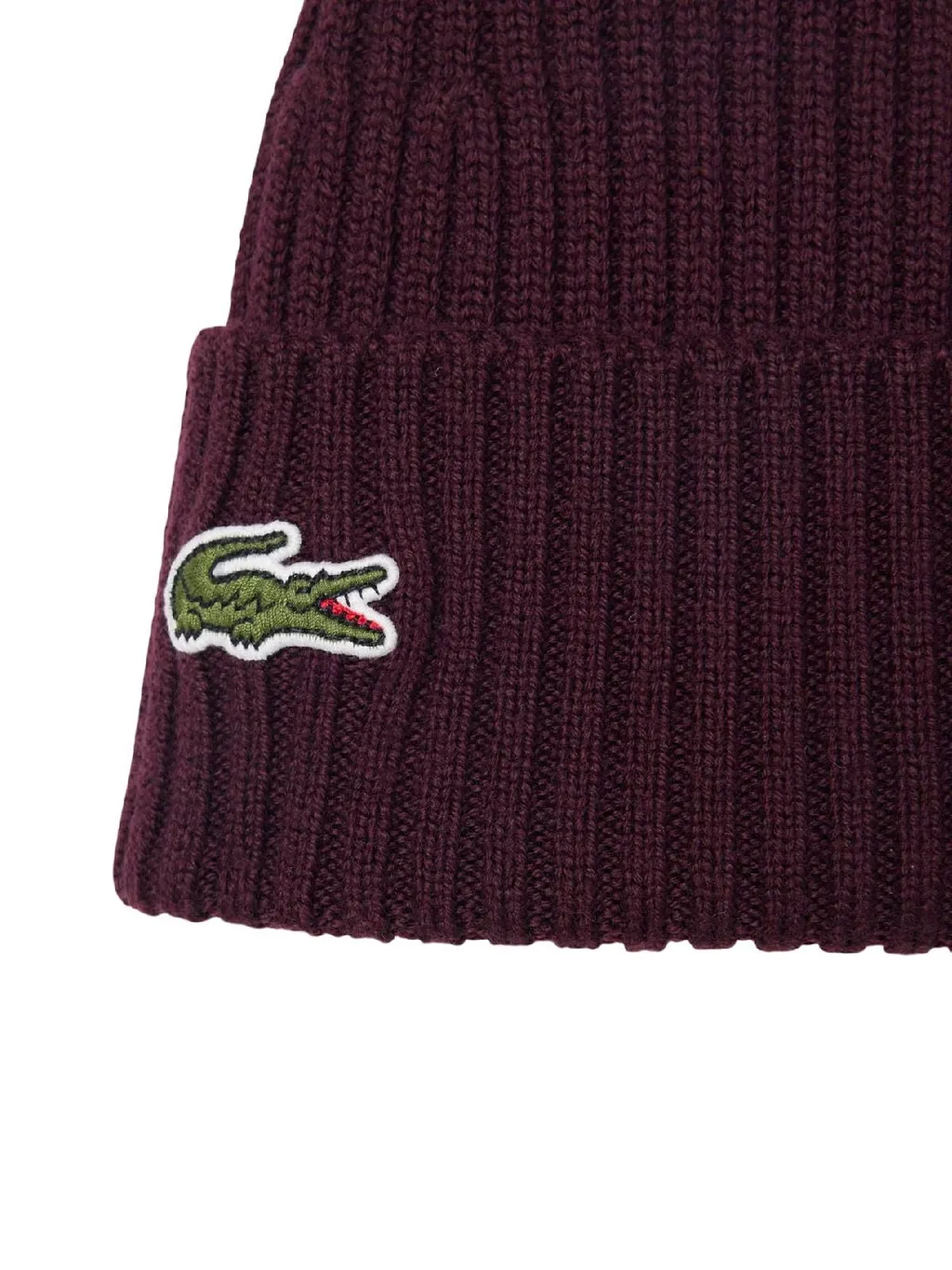 Lacoste Logo Patch Ribbed-Knit Beanie