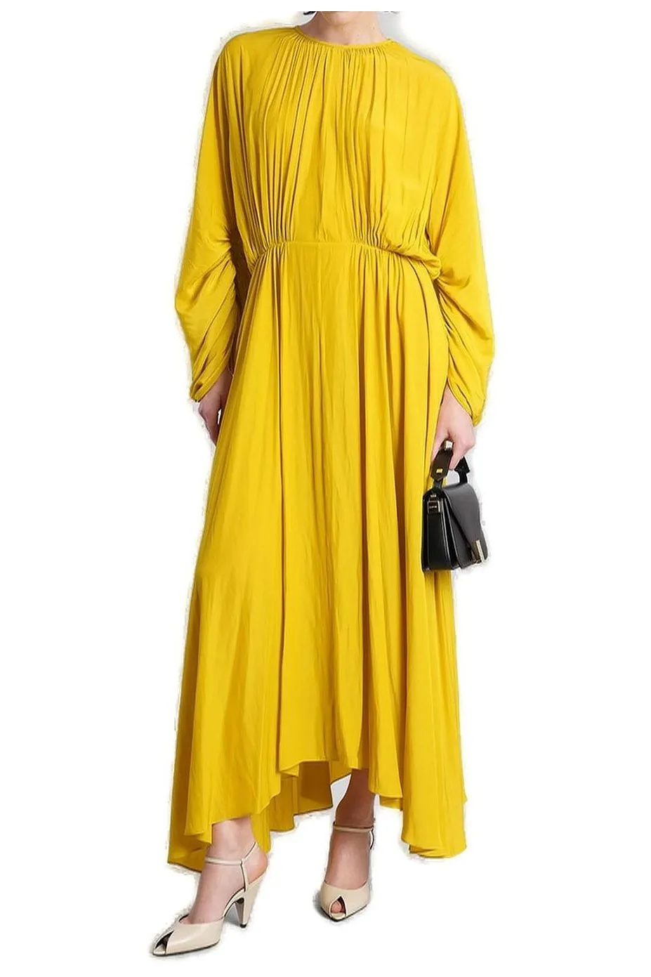 Lanvin Gathered Crewneck Midi Dress