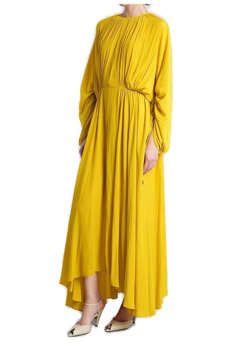 Lanvin Gathered Crewneck Midi Dress