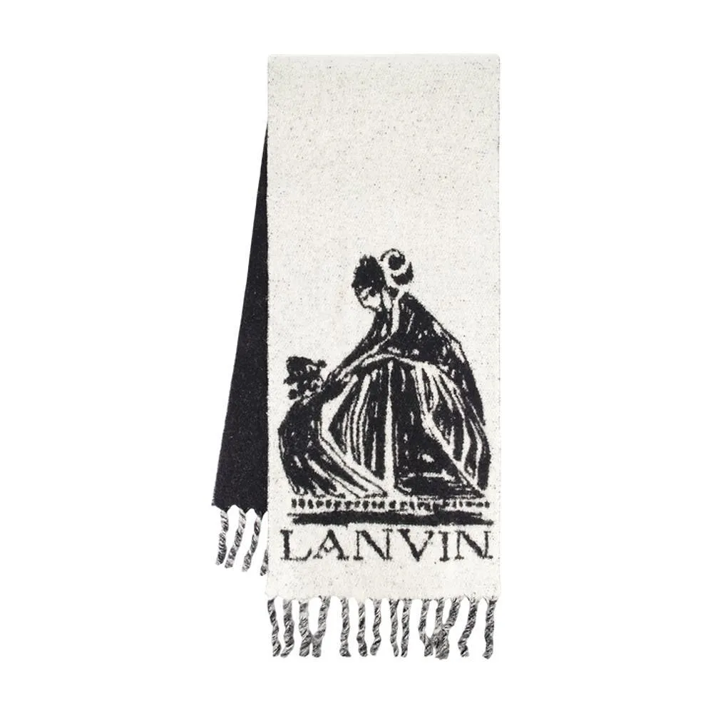 Lanvin Logo Printed Fringed Edge Scarf