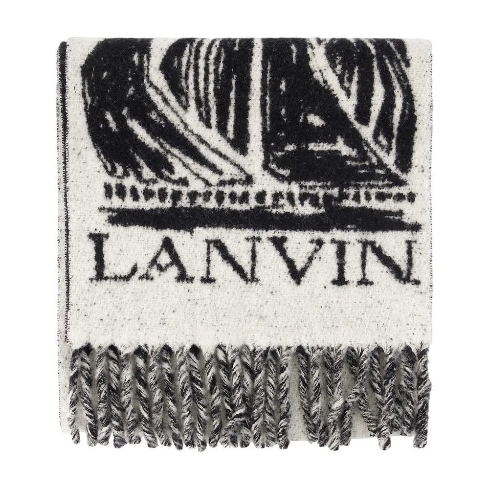 Lanvin Logo Printed Fringed Edge Scarf