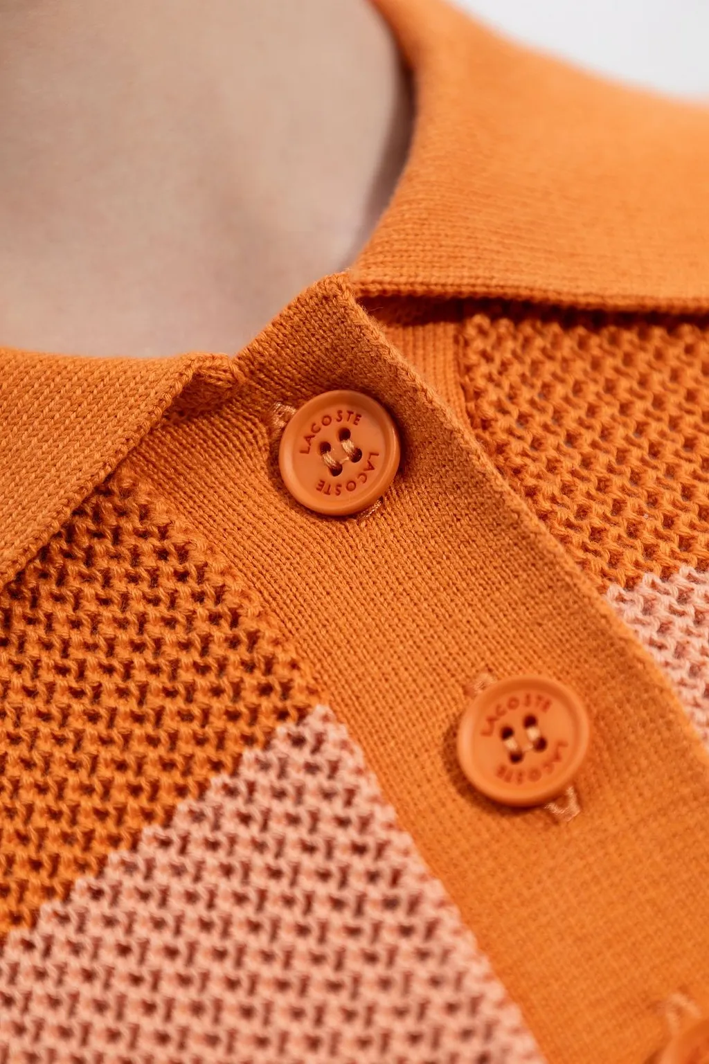 Lacoste Textured Striped Knitted Polo Top