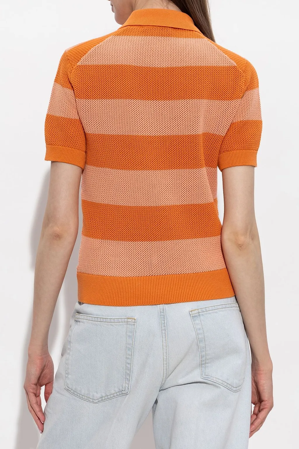 Lacoste Textured Striped Knitted Polo Top