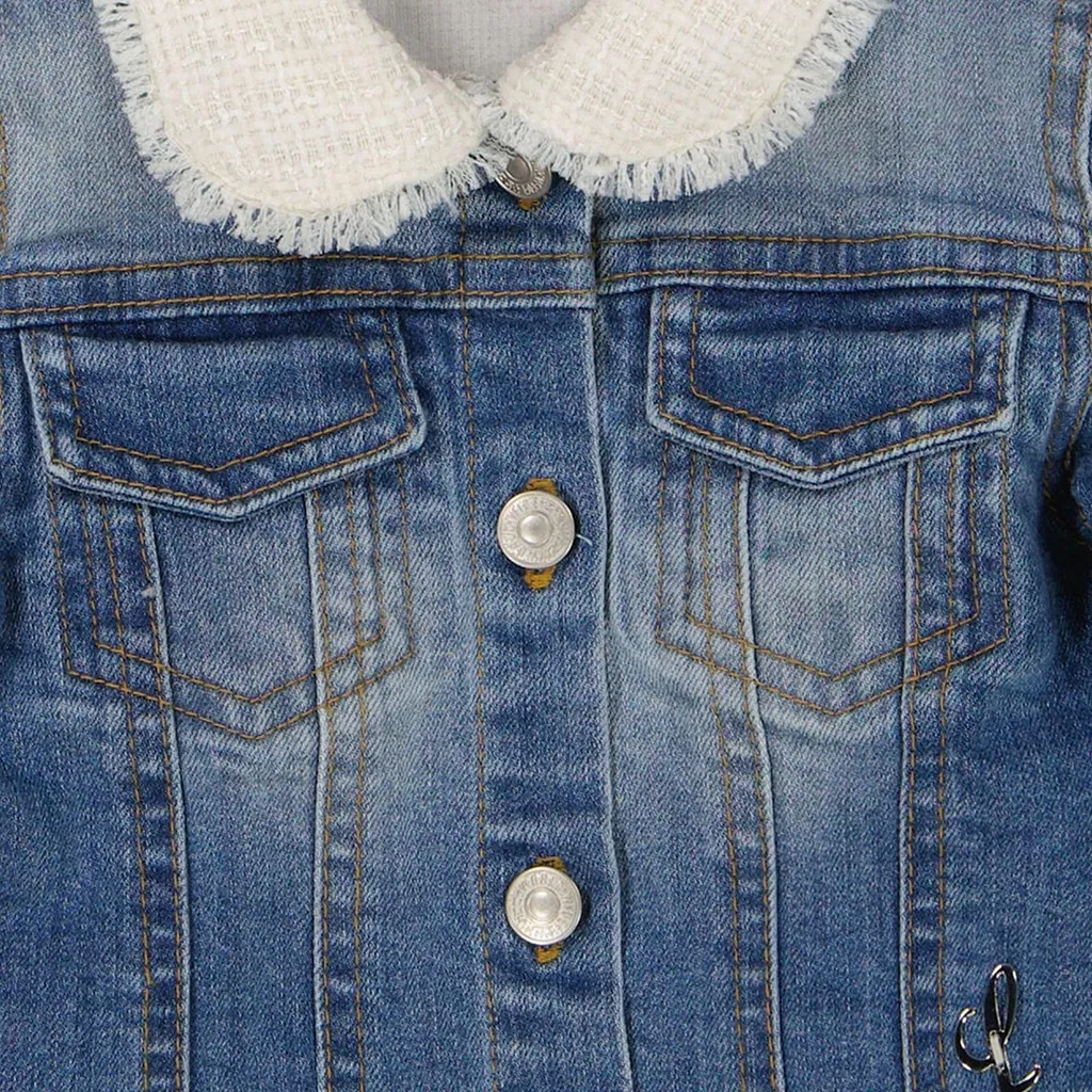 Lapin House Frayed Hem Denim Jacket
