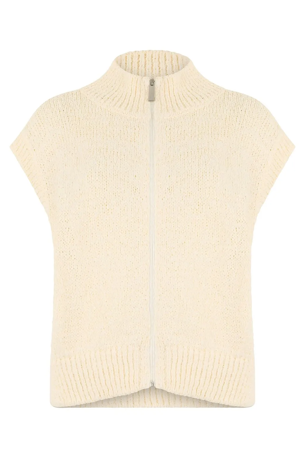 Zip High Collar Knitted Sweater