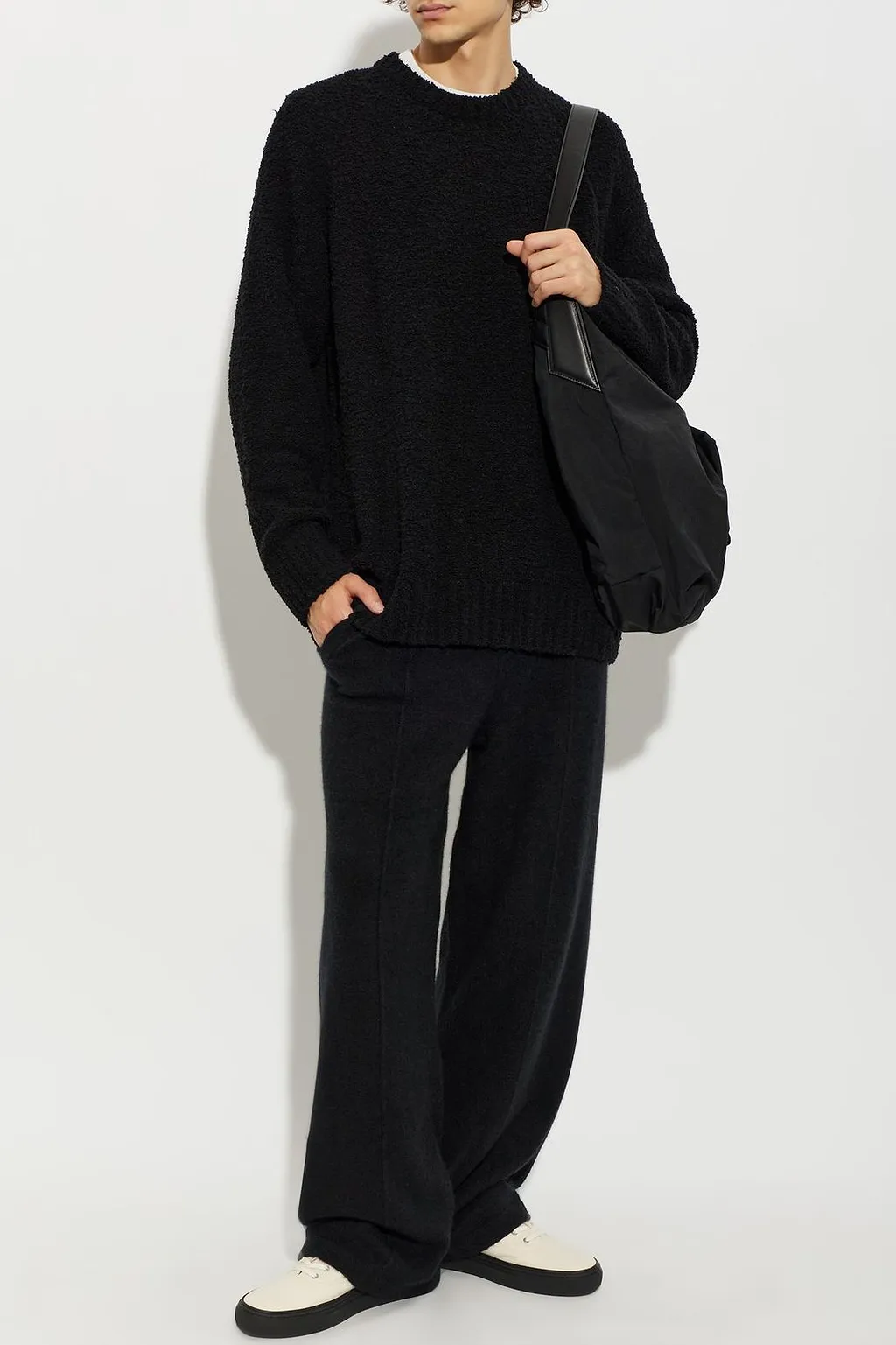 Laneus Textured Crew-Neck Knitted Sweater
