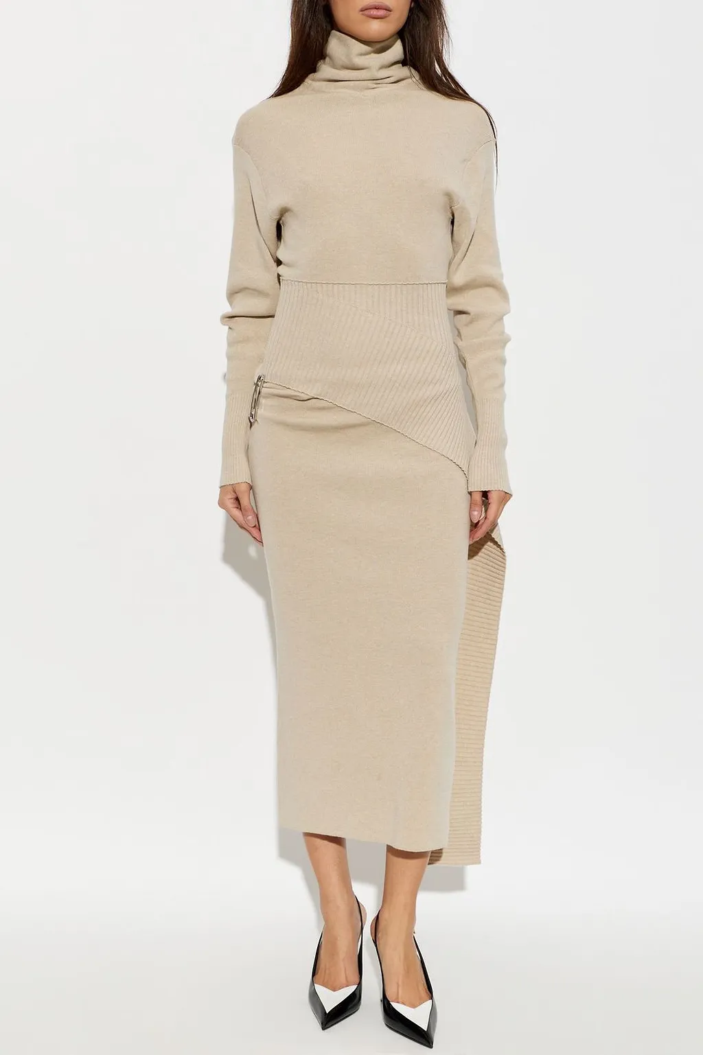 Lanvin Asymmetric Waist Detail Knitted Dress