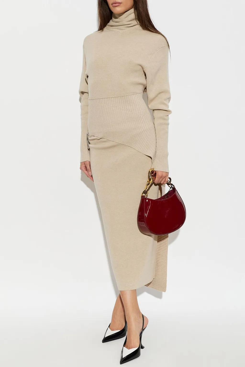 Lanvin Asymmetric Waist Detail Knitted Dress