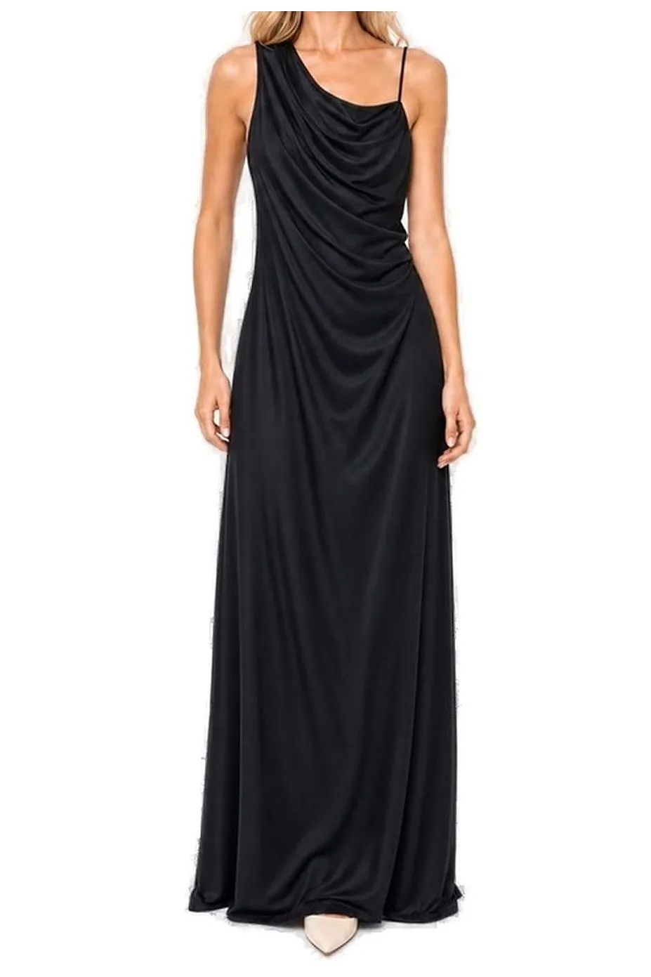 Lauren Ralph Lauren Satin Charmeuse One-Shoulder Gown